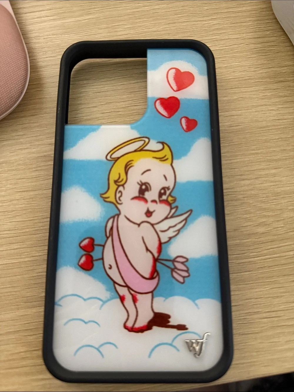 Wildflowers Blue and White Cloud Cupid Phone Case with Red Accents